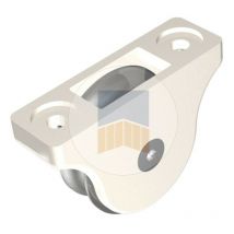 Galet en Inox gorge u sur chape en Zamak. Blanc Ral 9010 - Contre-plaque : Sans - Dimensions de tube (mm) : 0