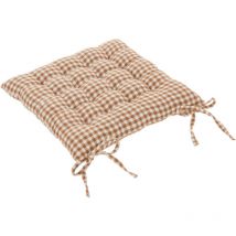 Galette de chaise imprimée vichy Marron glacé 38x38 cm