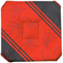 Le Linge De Jules - Galette de chaise anti-taches à rabats Lotus Lignes rouge