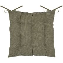 Lovely Casa - Galette de chaise carrée en velours côtelé Kaki 38x38 cm