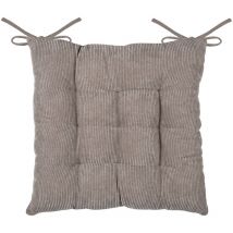 Lovely Casa - Galette de chaise carrée en velours côtelé Taupe 38x38 cm