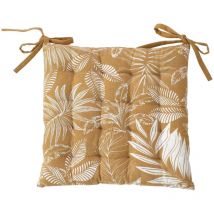 Decostars - Galette de chaise motif végétal Beige 38x38 cm