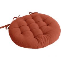 Decostars - Galette de chaise piquée et ronde Terracotta 38x38 cm