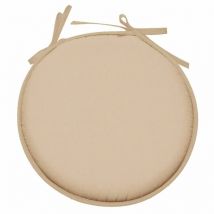 Galette de chaise ronde en polyester ton lin