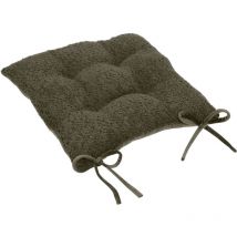 Galette de chaise bouclette Kaki 38x38 cm