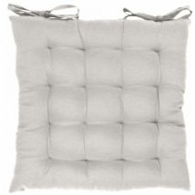 Thedecofactory - first coton - Galette de chaise 38 x 38 cm Blanc Ecru