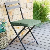 Galette de chaise à scratch Korai vert olive 40x40x4cm en polyester - Hespéride