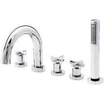 Matrix 8200561 Robinet Batterie trois trous pour bain-douche (laiton) avec ensemble de douche, finition chrome mat. - Galindo