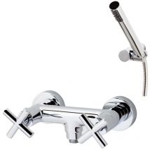 Galindo - matrix 8243061 Robinet mélangeur douche (laiton) avec ensemble de douche, finition chrome mat.