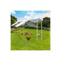 Idmarket - Gallinero 24 m² 8x3 m red de alambre de acero galvanizado