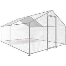Gallinero 9 m² Recinto de malla 3 x 3 x 2 m acero galvanizado - Gris.