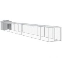 Gallinero y corral acero galvanizado gris claro 117x1017x123 cm Vidaxl