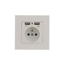 Lot de 2 Prises Murales, Prise Electrique Murale avec Double usb 5V/2100mA, Prise Encastrable avec 2 Ports de usb Pratique et Manialble