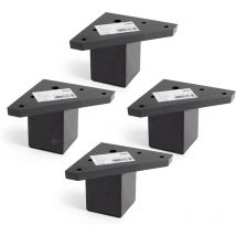 4 Pezzi Gambe per mobili con Piastra di Montaggio - Piedini per mobili - Plastica ABS - Altezza: 6 cm - Colore: Nero - Non Include le Viti - REI