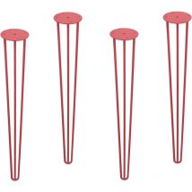REI - 4 gambe ad asta/tornante per tavolo da scrivania 100 x 100 x 710 mm Realizzato in acciaio Finitura rossa Fissaggio a vite Supporta fino a 50 kg