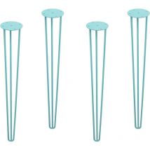 REI 4 gambe ad asta/tornante per tavolo da scrivania 100 x 100 x 710 mm Realizzato in acciaio Finitura verde acquamarina Fissaggio a vite Supporta