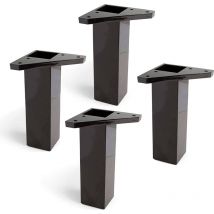 REI - 4 Pezzi Gambe per mobili con Piastra di Montaggio - Piedini per mobili - Plastica abs - Altezza: 15 cm - Colore: Nero - Non Include le Viti