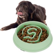Gamelle anti-glouton, repas pour chiens, 650 ml, digestion lente, compatible avec lave-vaisselle, vert - Relaxdays