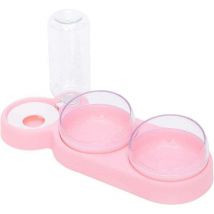 Gamelle pour chat double surélevée, inclinaison à 15 °, gamelle anti-vomissements pour chat 3 en 1 avec fonction de stockage automatique de l'eau,