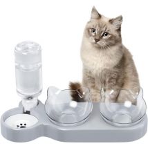 Gamelle pour Chat, Inclinable à 15° Gamelle Eau pour Chat, Gamelle Chat Automatique, Mangeoirs et Abreuvoirs pour Chats, Gamelle Chat Antidérapante,
