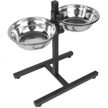 Yongqing - Gamelle pour chien en acier inoxydable réglable en hauteur capacité de 1800 ml avec 2 gamelles noires