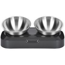 Gamelles surélevées en acier inoxydable pour chats, inclinées à 15°, anti-stress, pour petits et moyens chiens - Double gamelle