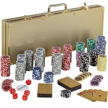 Games Planet - Estuche de Póker - Aluminio, con 500 Fichas Láser, 5 Dados, 2 Barajas de 54 Cartas, Botón de Crupier - Caja, Set, Conjunto, Juego,