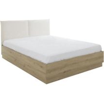 Gami Géorgia Bett Mit Stauraum Eiche Und Ecru 160x200 Cm