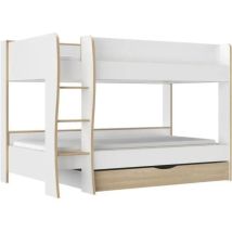 Gami Roomy Etagenbett Weiß Und Naturholz 90x200 Cm