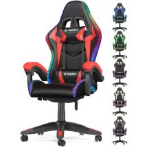 Bigzzia - Gaming chair with rgb led lights video game chairs - Office Chair Ergonomic - High Back Support - Lumbar Support - pc gaming chair Red