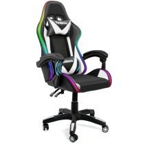 Gaming Silla Masaje con Luz LED Gamer Silla PC Oficina Silla Ordenador ergonómica Inclinación y Altura Ajustable Giratorio 360o con Reposacabezas y