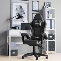 Bigzzia - Gaming Stuhl 120kg Gaming Sessel - Racing Gaming Stuhl - Computer stuhl mit rollen - Reines Schwarz