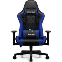 Authmic - Gaming-Stuhl, ergonomischer Gaming-Sessel mit 90° bis 174° Neigung, höhenverstellbar und mit verstellbaren Kissen - Grau