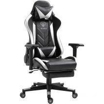 Trisens - Gaming Stuhl mit Fußstütze und ergonomsichen 4D-Armlehnen gaming chair in ergonomischer Sportsitz Optik Gamer Stuhl mit verstellbaren
