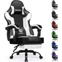Gaming Stuhl Mit Fußstütze – Ergonomischer Gamerstuhl, 170° Verstellbar Gaming Chair, Höhenverstellbar, Mit Lendenkissen & Nackenkissen, Belastbar Bis