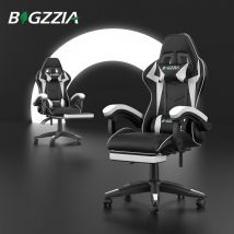 Bigzzia - Gaming Stuhle 136kg gaming Stuhl mit Fußstütze - Ergonomischer Gaming Sessel mit Lendenwirbelstütze - Gaming Chair - pu Leder - pc Stuhl