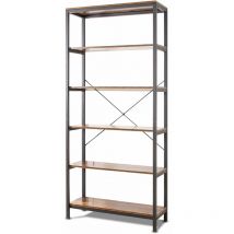 Frankystar - Ganbaru - Bibliothèque, étagère à 6 niveaux de style industriel, 80x30xH180 cm