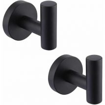 Litzee - Gancho de pared para toallero, gancho para baño, perchero, negro mate, acero inoxidable SUS304, armario, toallero, almacenamiento, paquete