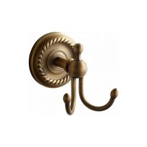 ZVD - Gancho doble para abrigos, estilo retro, montado en la pared, de latón amarillo, cobre, bronce, accesorio de baño antiguo