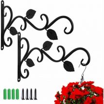 Ayyqh - 2 ganchos de pared para plantas con tornillos, soporte para plantas, farol, comedero para pájaros, cesta de metal para jardín, decoración de