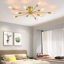 Ganeed - 10 Lichter Moderner Kronleuchter Deckenleuchter Gold Industrielle Deckenlampe Mittelalter Semi Flush Mount Kronleuchter Deckenleuchte für