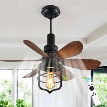 Ganeed - 20 Inch Ceiling Fans with Lights and Remote Control, Farmhouse Ceiling Fan for Bedroom Living Room and Patio, Black Ceiling Fan for Indoor