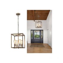 4 Lumières lustre salon Lustre Industriel Métal Réglable Hauteur Foyer Suspension, Luminaire Suspendu Bronze Rustique Pour Cuisine Île Ferme Couloir