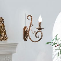 Ganeed Applique da parete per interni retrò in metallo vintage illuminazione E14 bronzo 1 luce