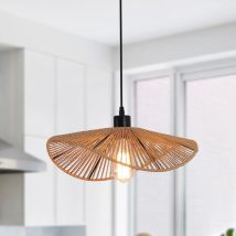 Ganeed - Boho Rattan Pendant Light Fixture Modern Style Hanging Light Bamboo Handwoven 1-Light Hanging Lamp for Farmhouse Bedroom Living Room Dining