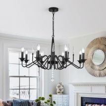 Lampada a sospensione rustico retro ferro battuto candelabro luce centrale 8 Luci - Ganeed