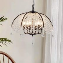 Lampadario moderno in cristallo Metallo opaco Vintage Lampada sospesa a forma di ombrello con pendente nero 6 luci - Ganeed