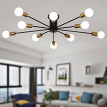 Ganeed - Lámpara de techo moderna, 10 luces Lámpara de techo semiempotrada Lámpara de araña industrial para sala de estar, cocina, dormitorio, casa