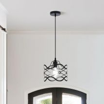 Kitchen Island Light 25 cm Cage Modern Lamp Hanging Over Table Black 1 Light - Ganeed