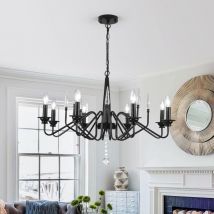 Lampe suspendue rustique rétro fer forgé candélabre lumière centrale 8 Lumières - Ganeed